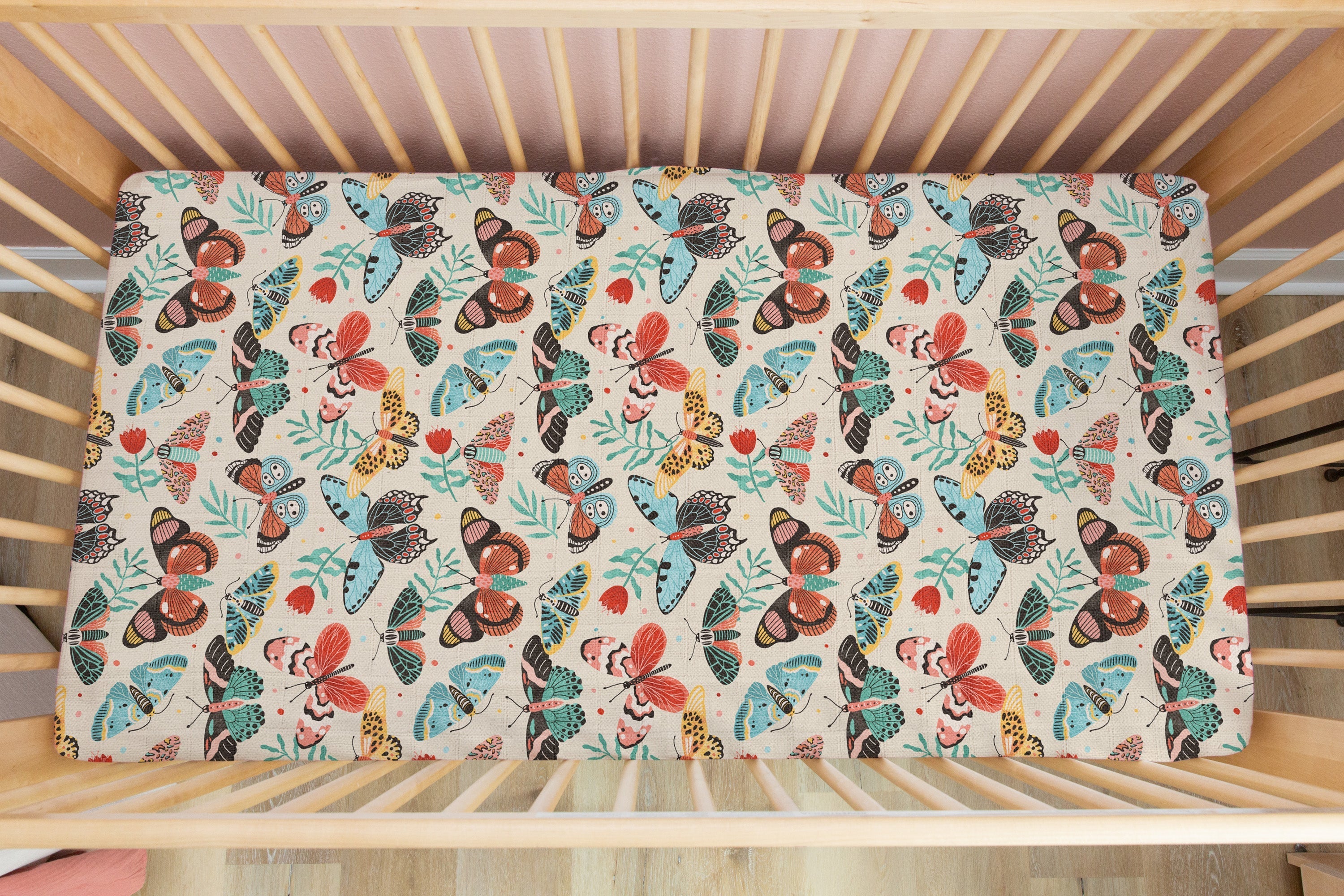 Petite Flutter | Crib Sheet | 100% Organic Cotton Muslin Baby Bedding