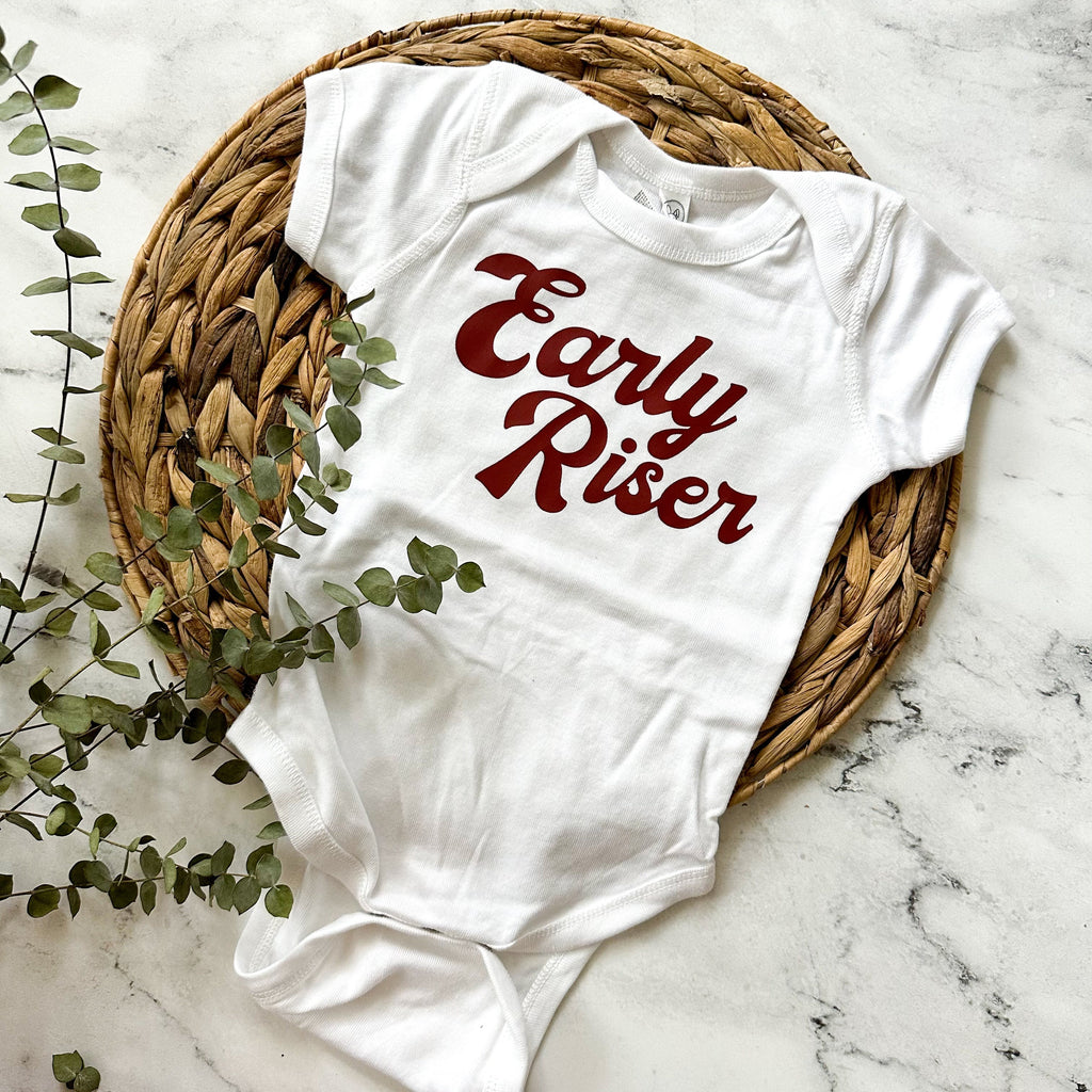 Early Riser | 6-12m White Bodysuit