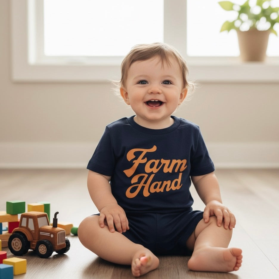 Farm Hand | 18-24m Navy Tee