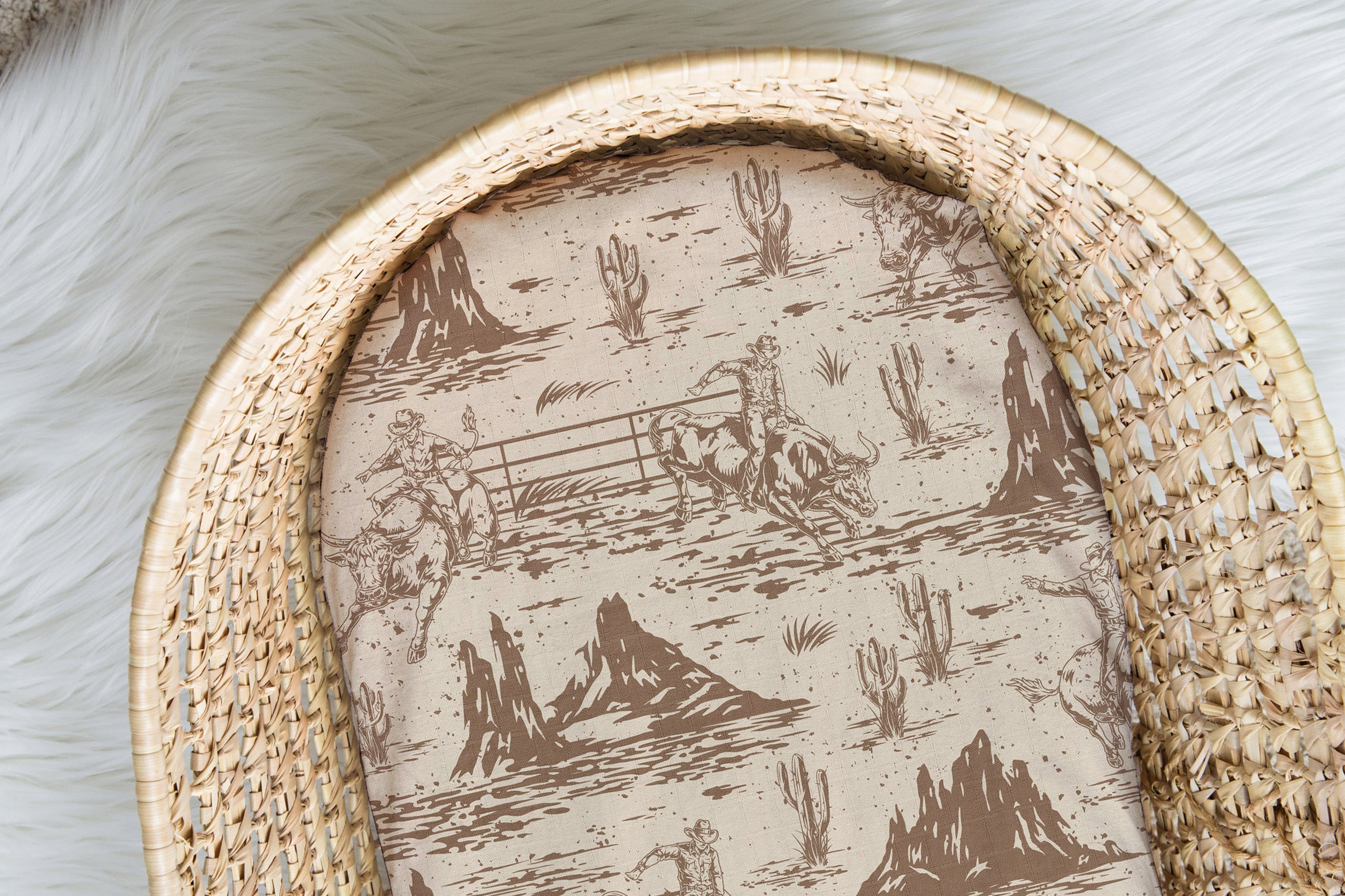 Giddy Up | Moses Basket Sheet | 100% Organic Cotton Muslin