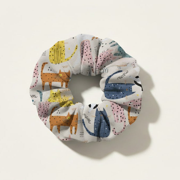 Polka Cat Jumbo Scrunchie