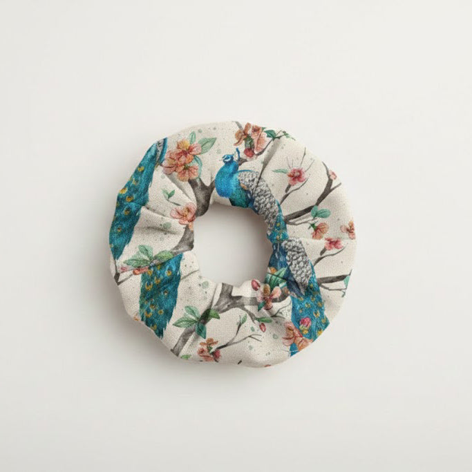 Perching Peacocks Jumbo Scrunchie