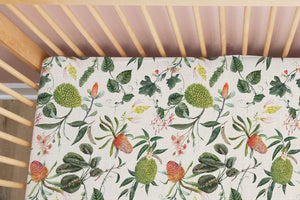 Jackfruit Tropicale | Mini Crib Sheet | 100% Organic Cotton Muslin Baby Bedding