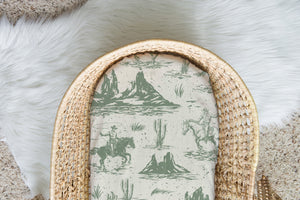 On The Range - Sage | 100% Organic Cotton Muslin Baby Bedding