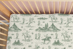 Load image into Gallery viewer, On The Range - Sage | 100% Organic Cotton Muslin Baby Bedding
