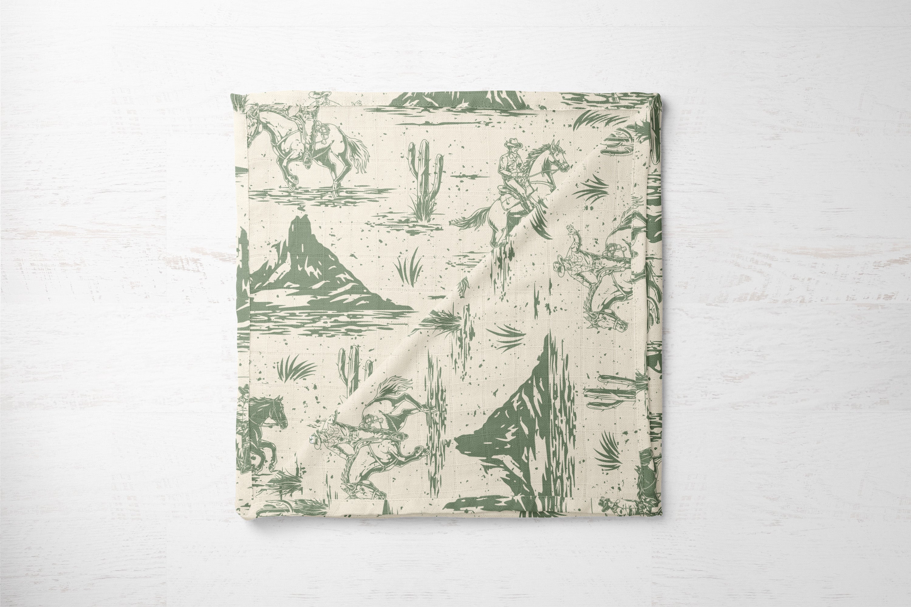 On The Range - Sage | 100% Organic Cotton Muslin Baby Bedding