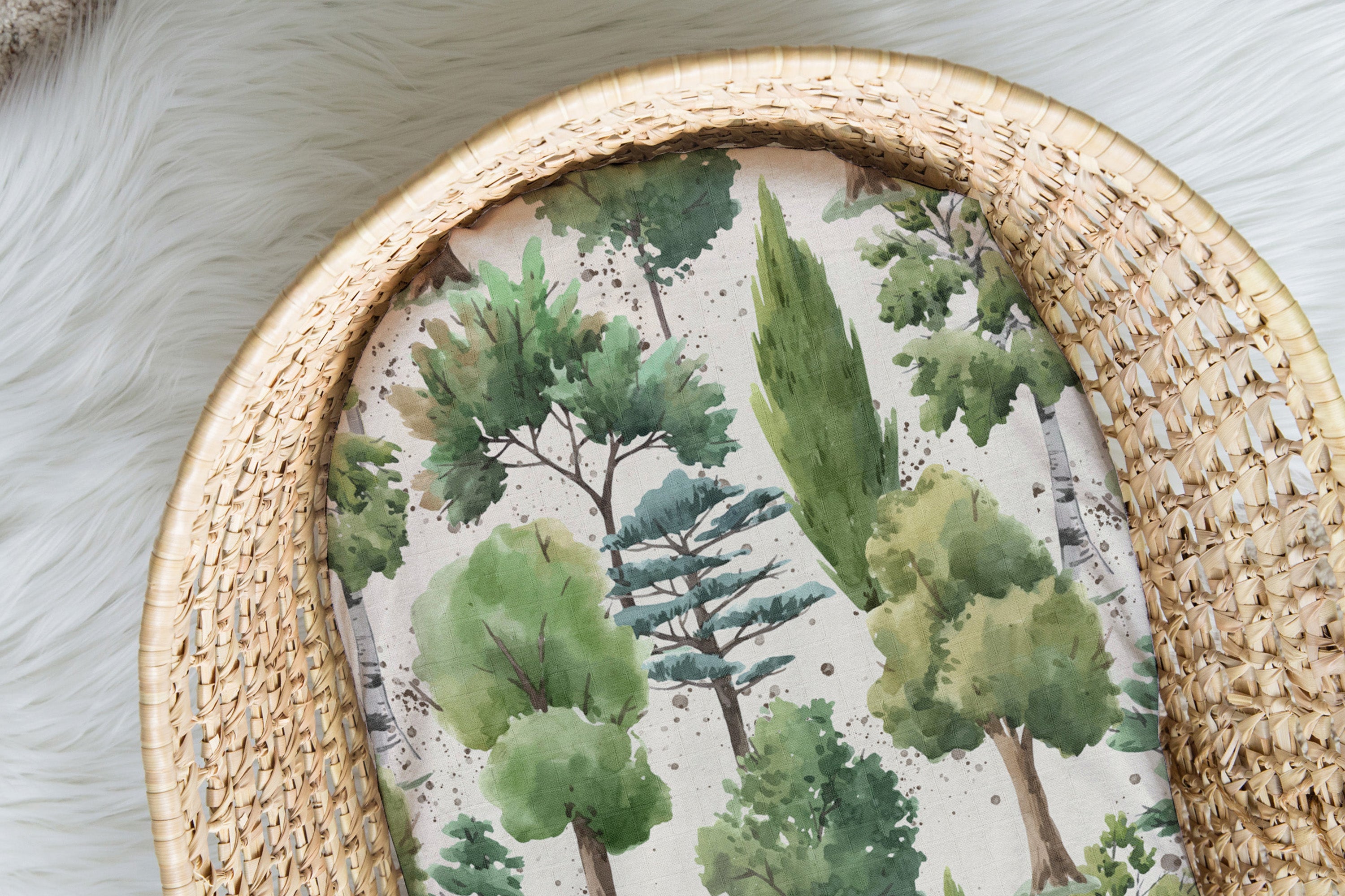 Deep Forest | Moses Basket Sheet | 100% Organic Cotton Muslin