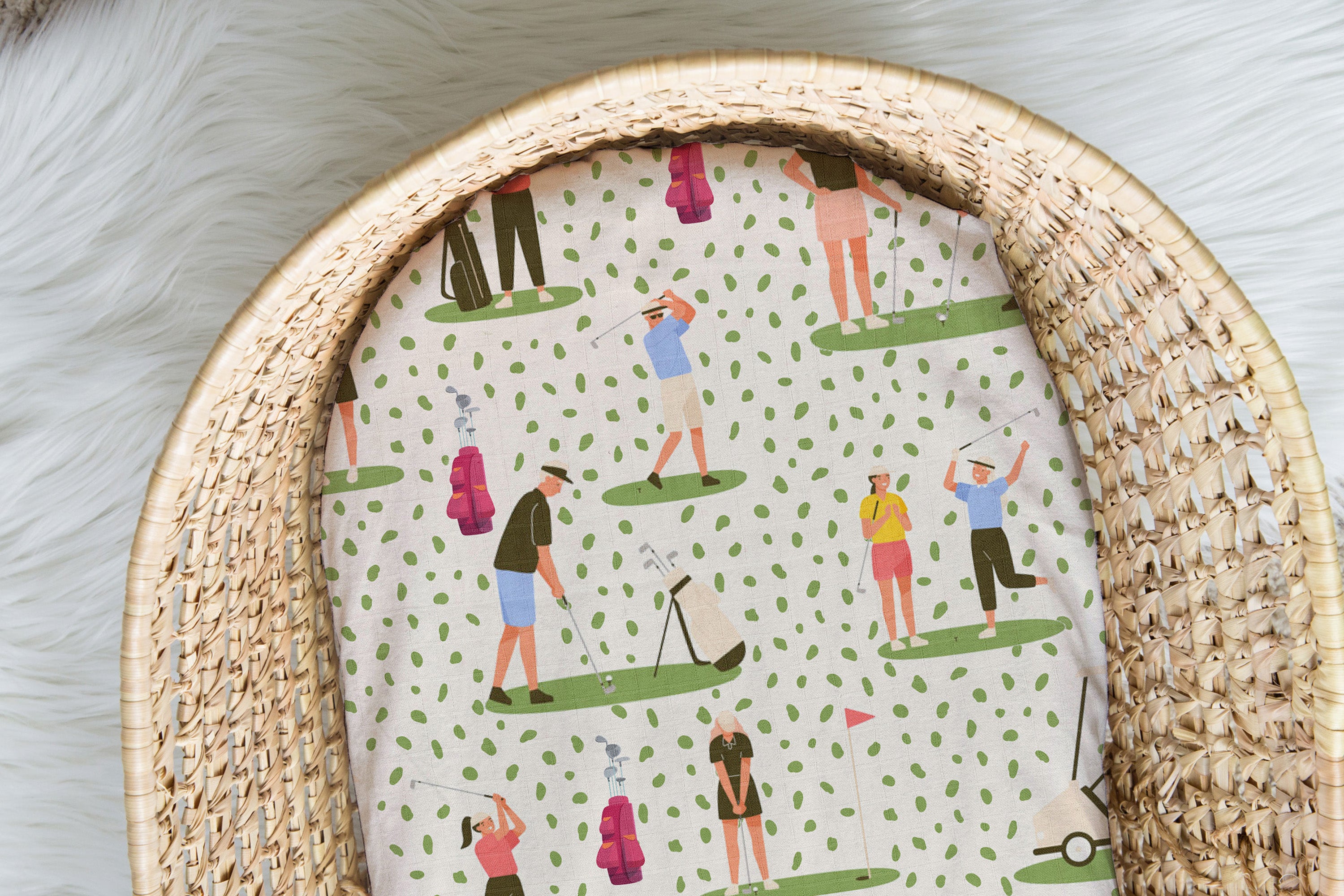 Fore The Par | Moses Basket Sheet | 100% Organic Cotton Muslin