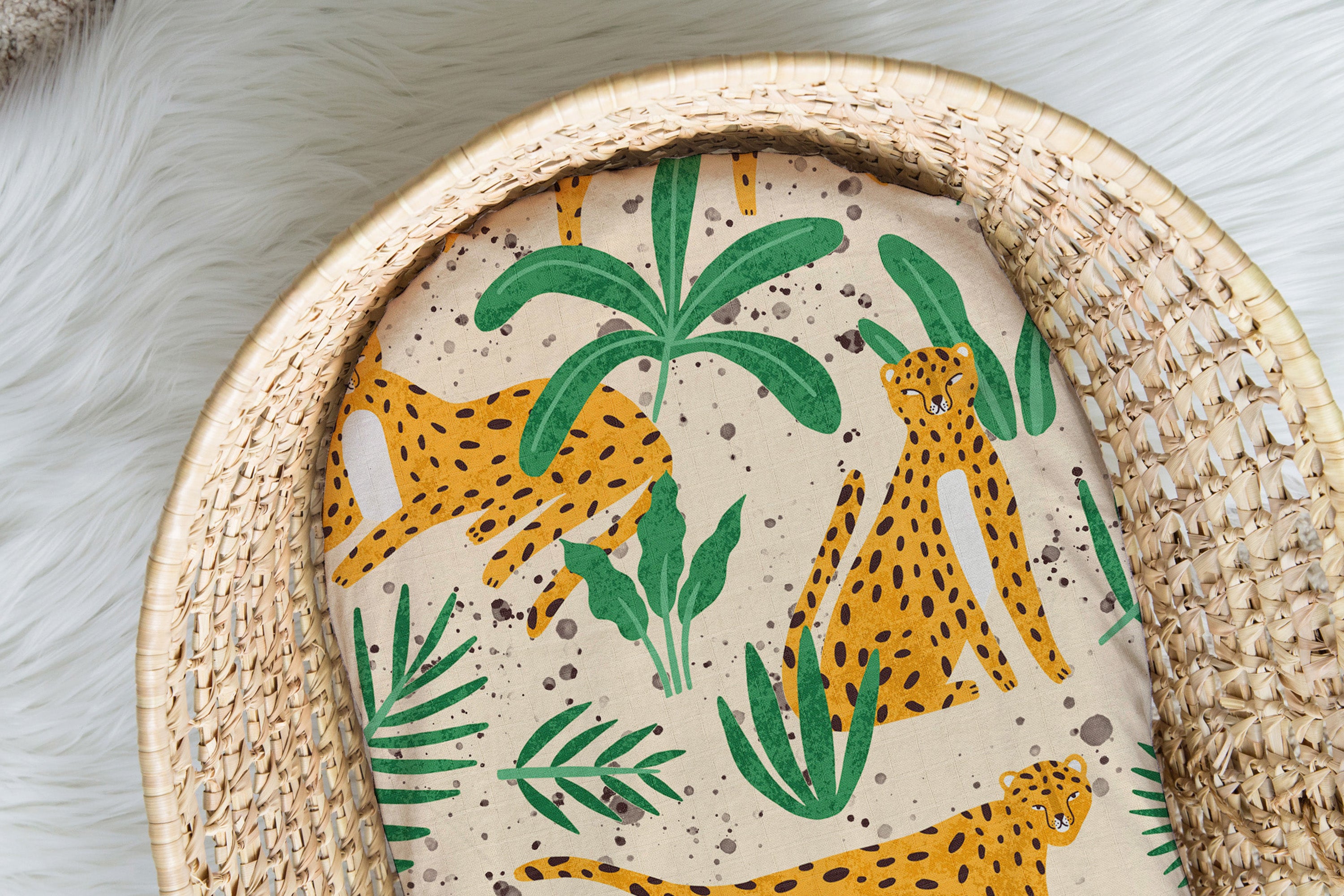 Jungle King | Moses Basket Sheet | 100% Organic Cotton Muslin