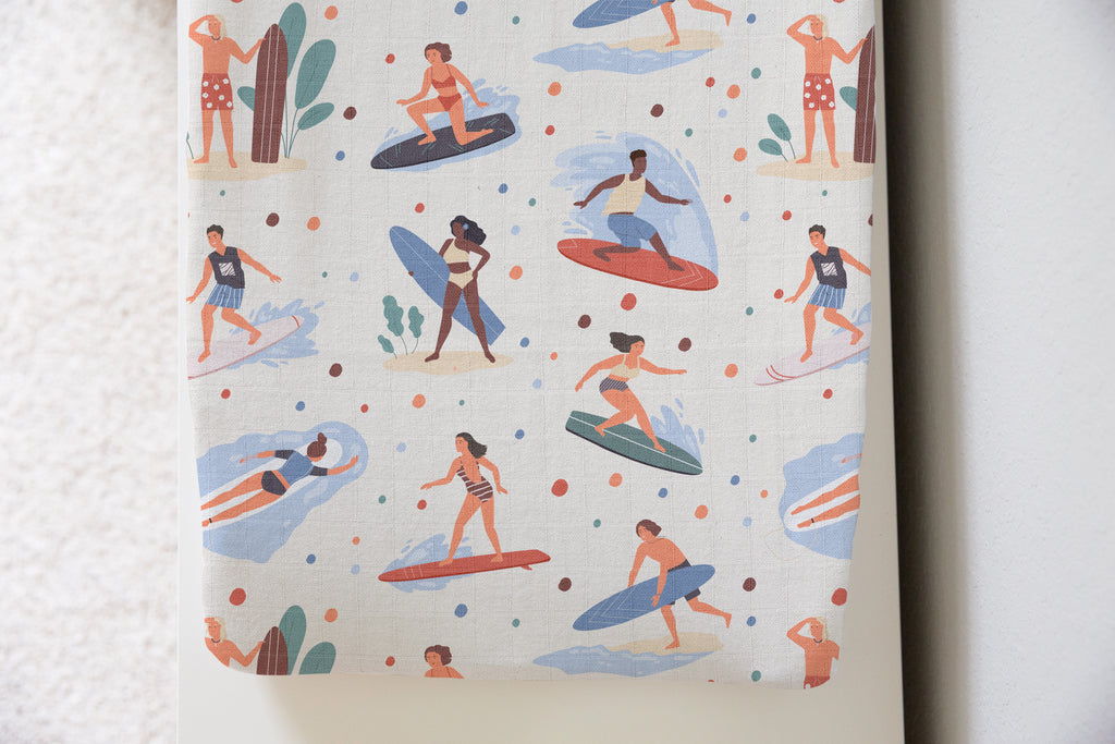 Surf's Up NEW | 100% Organic Cotton Muslin Baby Bedding