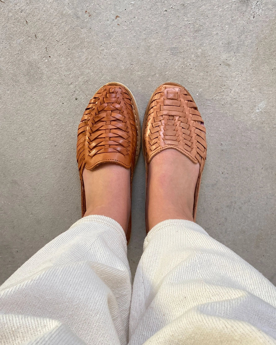 Mexas Güerita Handmade Leather Huaraches in Tan