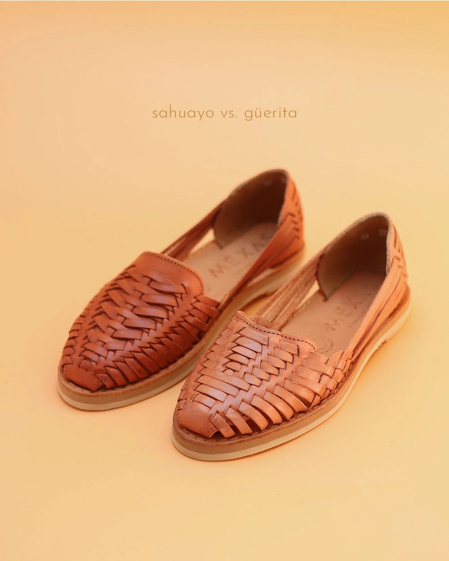 Mexas Güerita Handmade Leather Huaraches in Tan