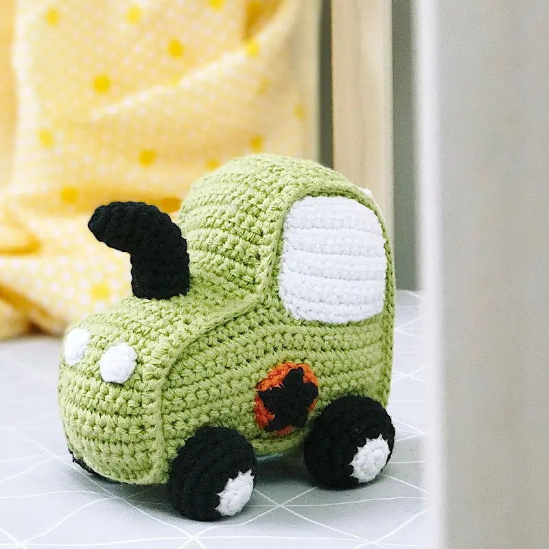 Organic Crocheted Rattle Toy | Tractor