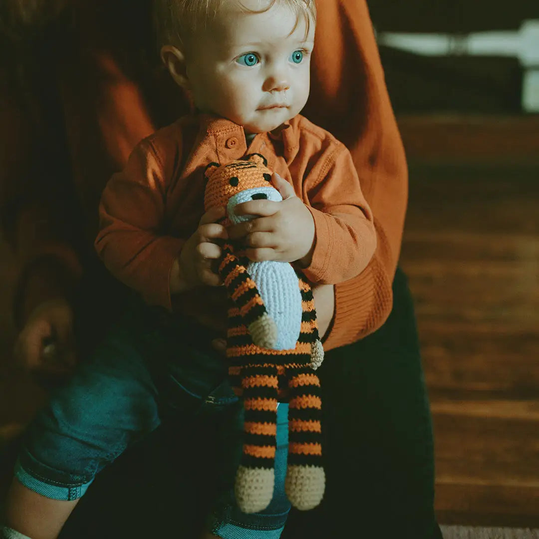 Organic Crocheted Rattle Toy | Tiger