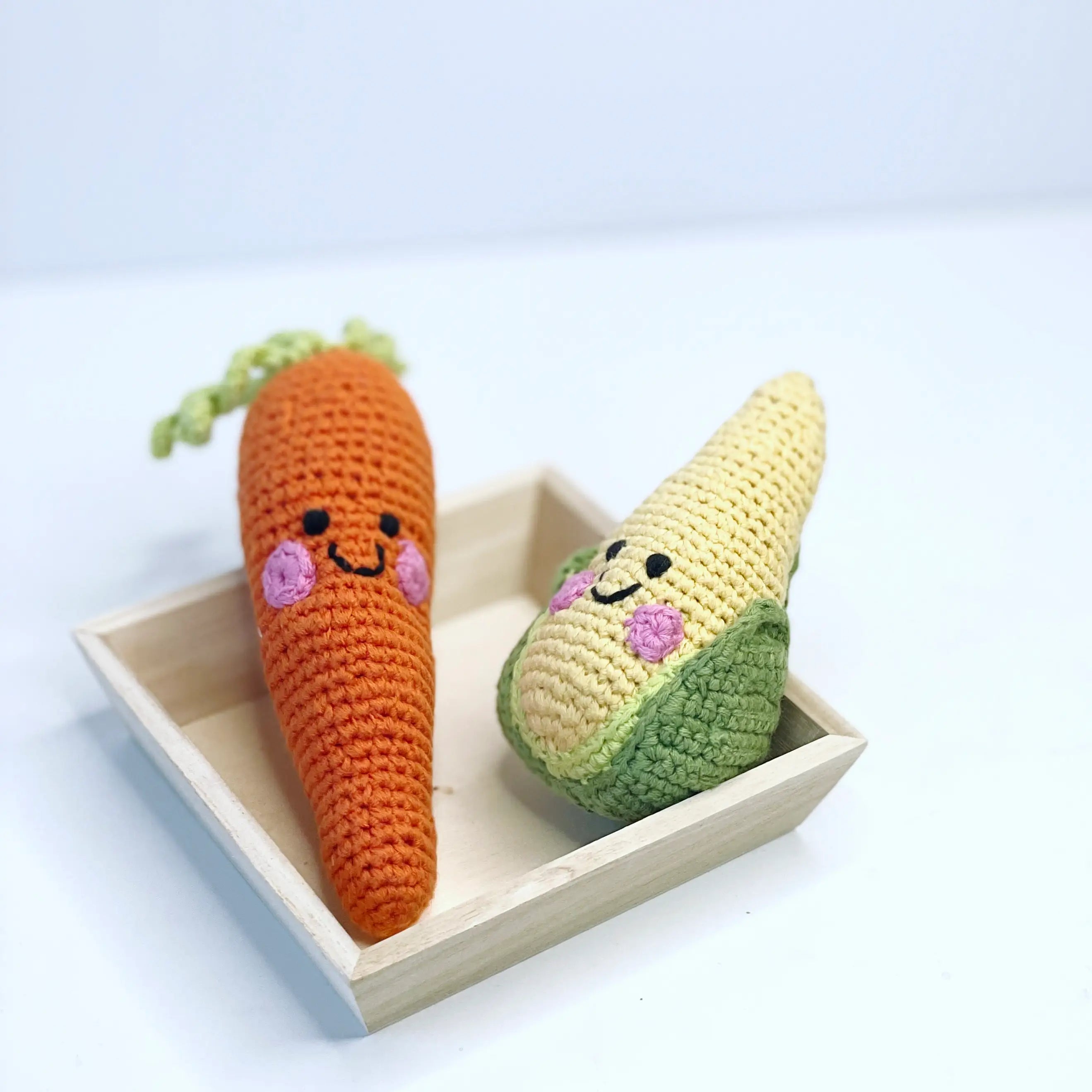 Organic Crocheted Veggie Rattle | Friendly Sweetcorn