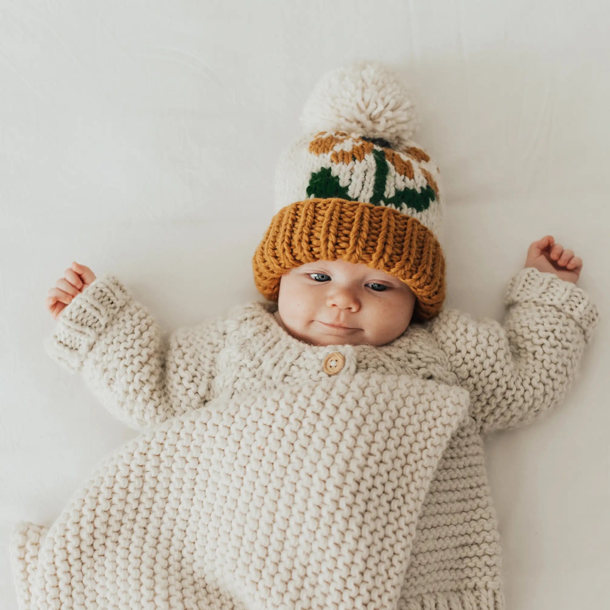 Coneflower Gold Pom Pom Beanie Hat