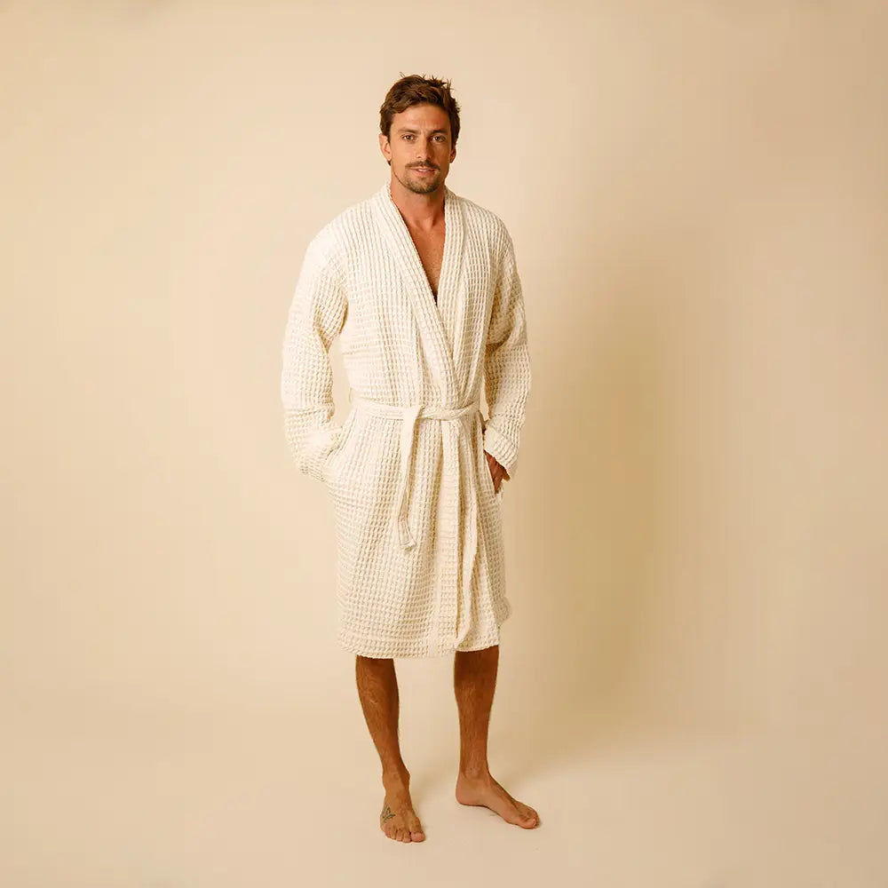 The Organic Weightless Waffle Robe - Wheat