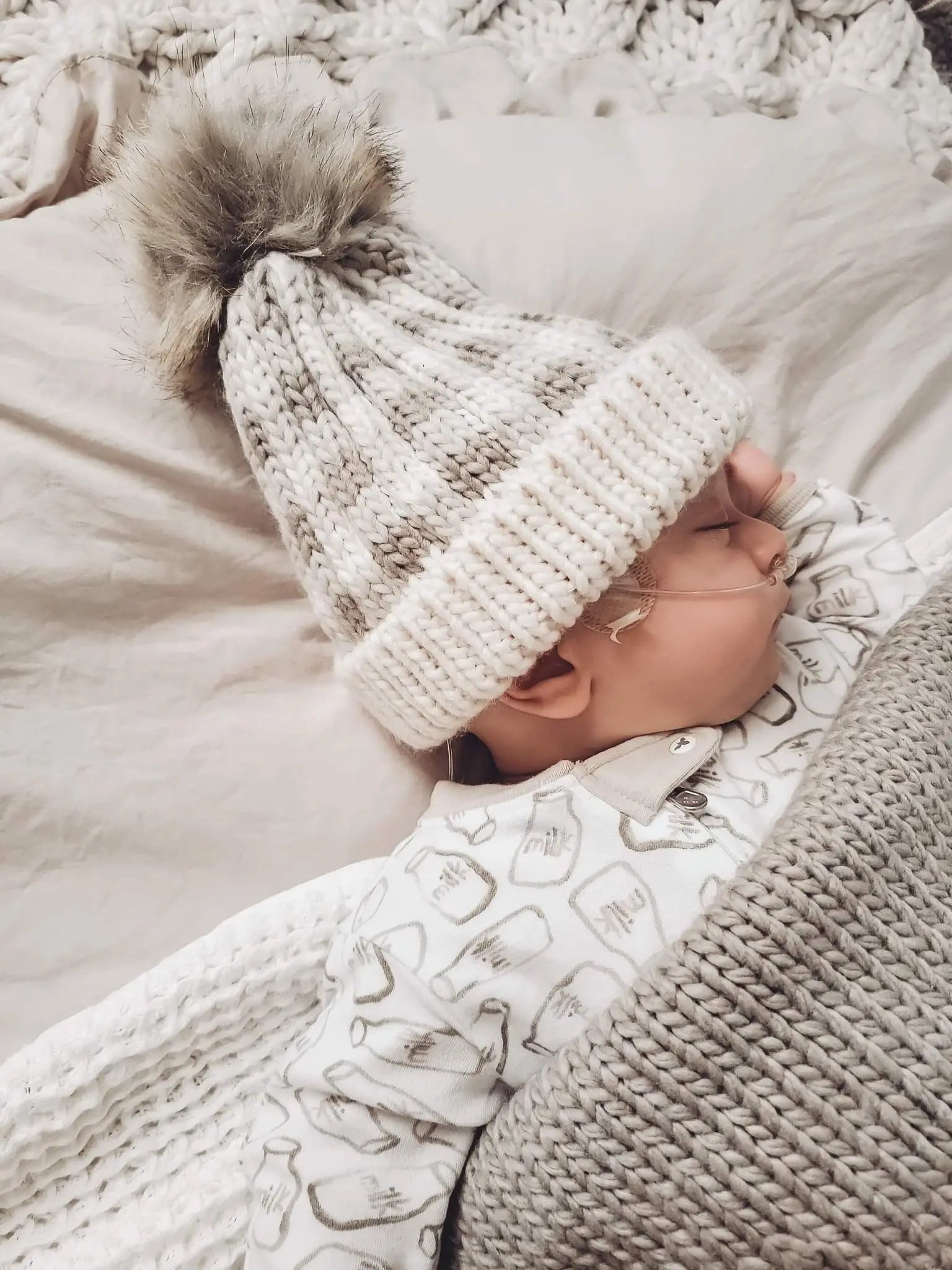 Pebble Buffalo Check Pom Pom Beanie Hat