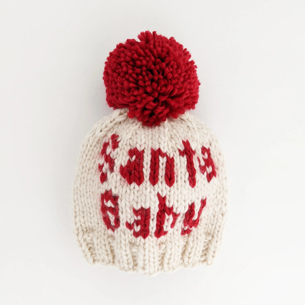 Santa Baby Hand Knit Pom Pom Beanie Hat