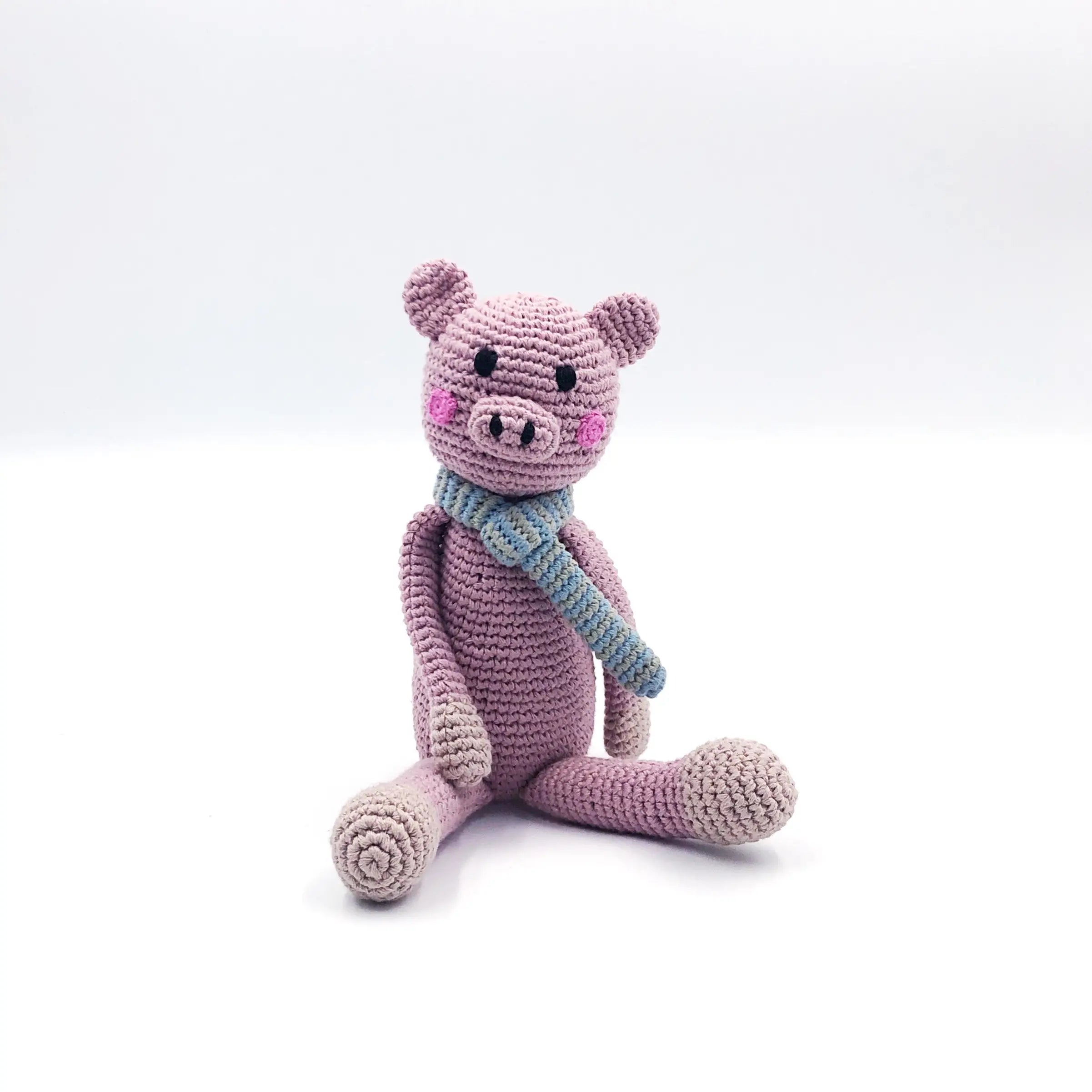 Organic Crocheted Rattle Toy | Pig