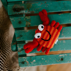 Organic Crocheted Rattle Toy | Red Crab