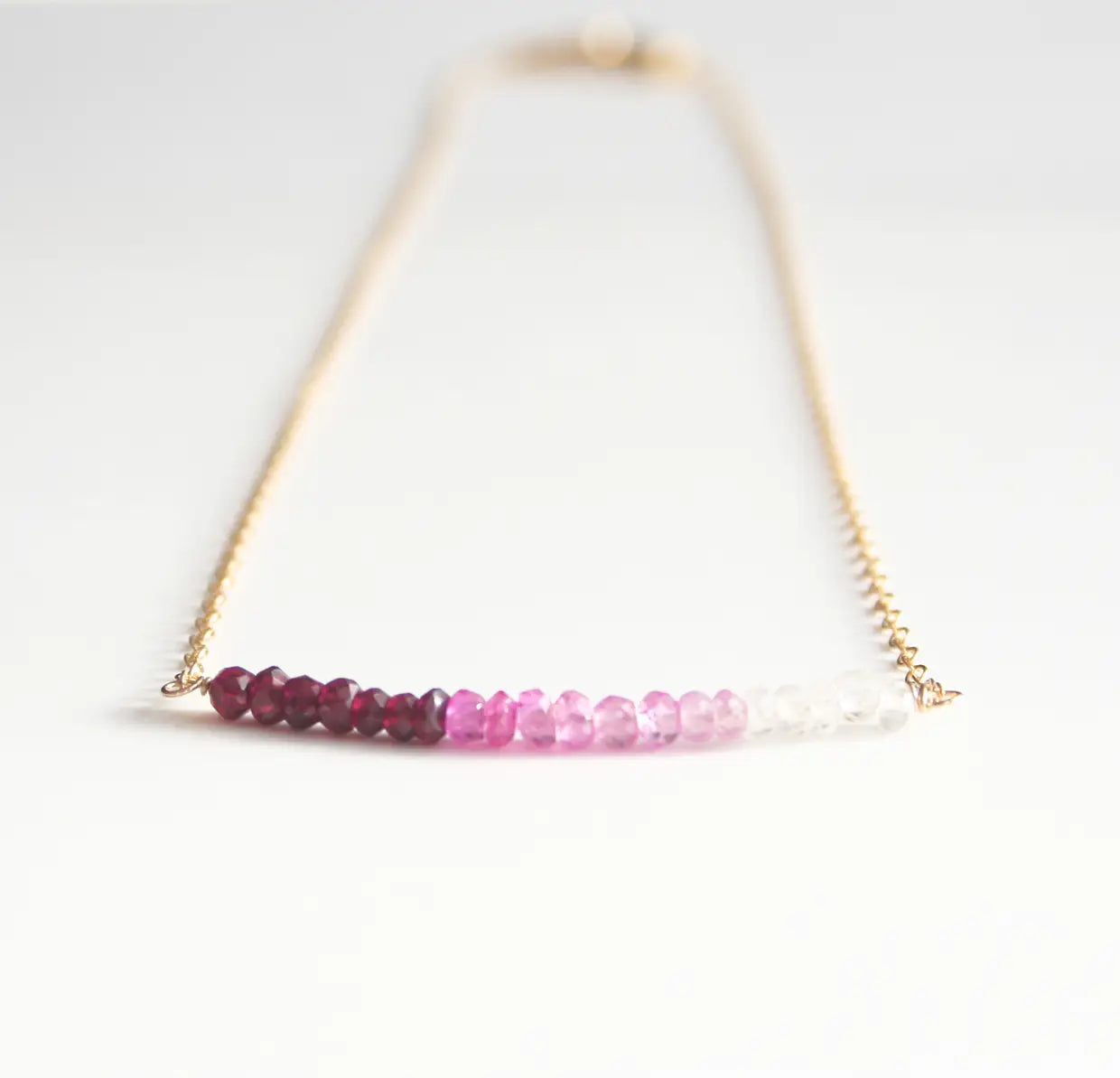 Mystic Quartz Pink Ombre Bar Necklace