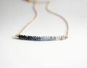 Sapphire Blue Ombre Bar Necklace