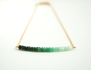 Emerald Green Ombre Bar Necklace