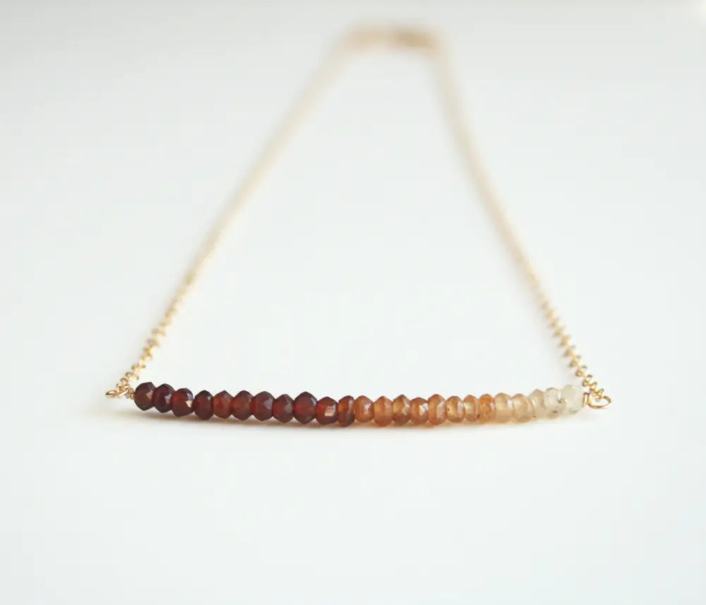 Hessonite Brown Ombre Bar Necklace