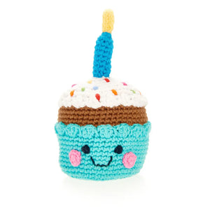 Organic Crocheted Sweets Rattle | Friendly Blue Cupcake