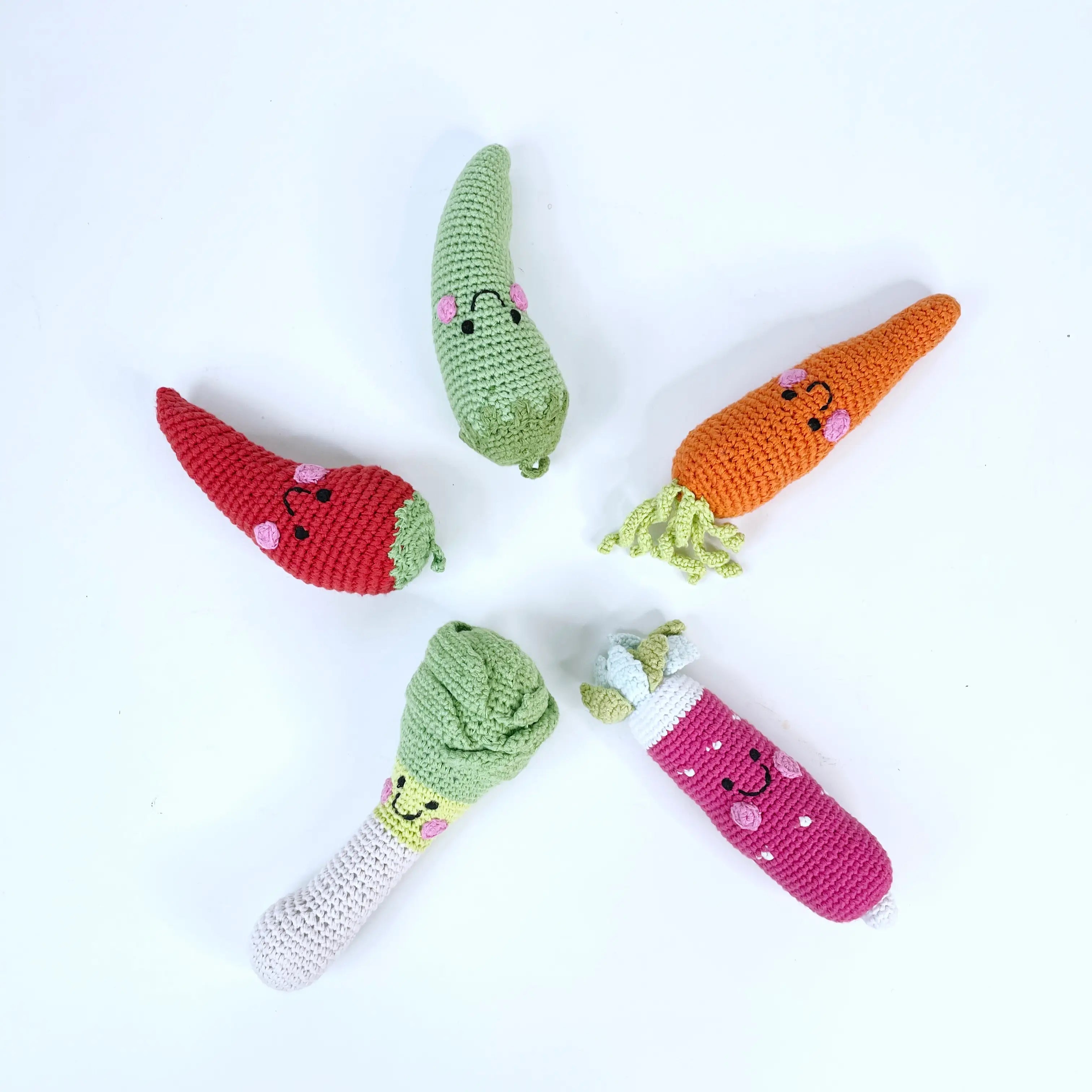 Organic Crocheted Veggie Rattle | Friendly Leek