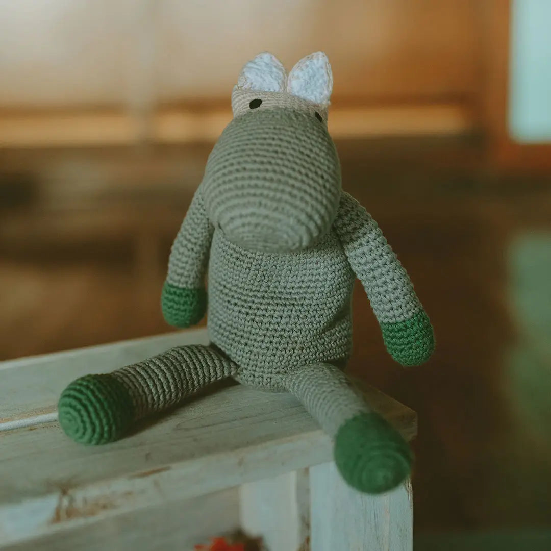 Organic Crocheted Rattle Toy | Hippo