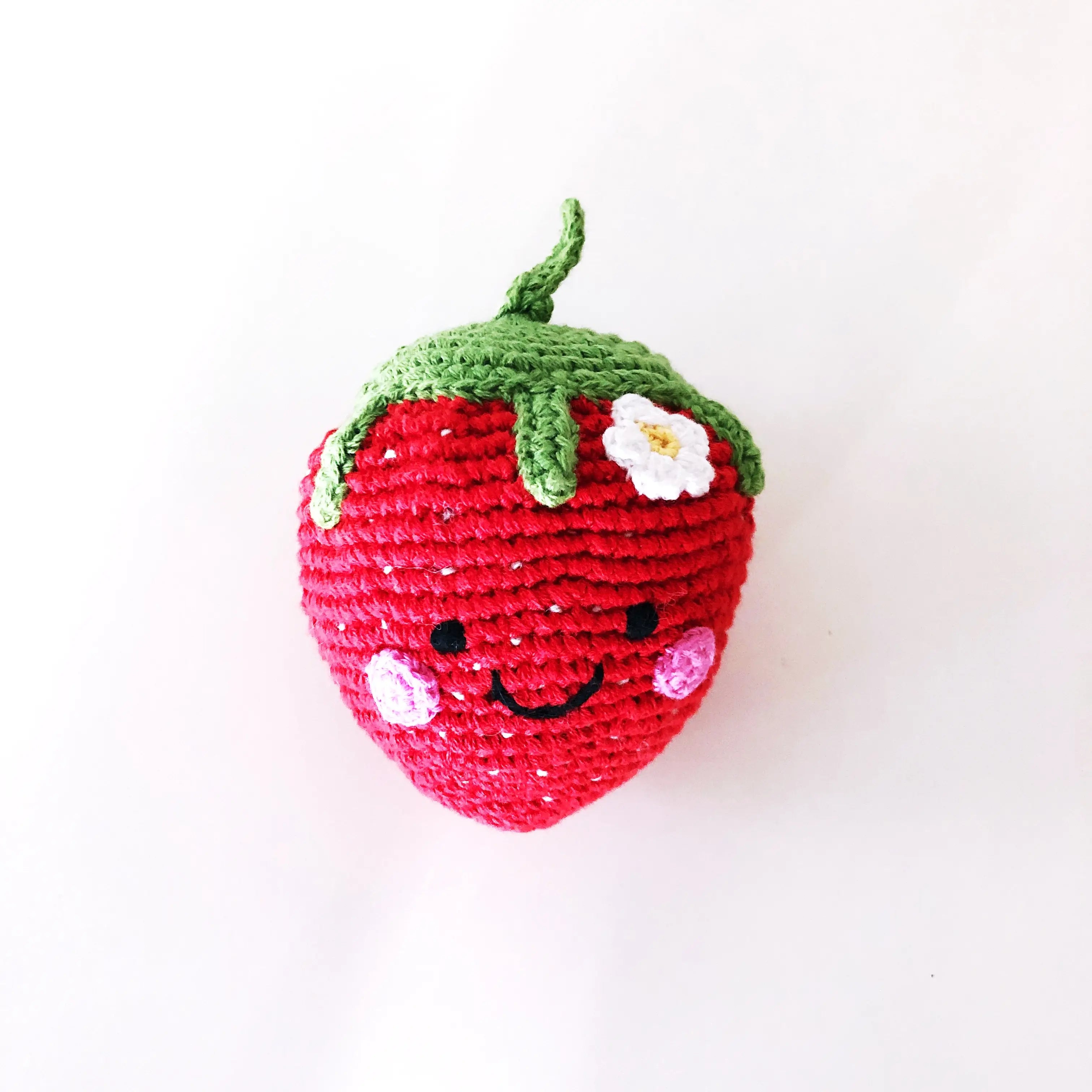 Organic Crocheted Fruit Rattle | Friendly Strawberry