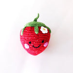 Load image into Gallery viewer, Organic Crocheted Fruit Rattle | Friendly Strawberry
