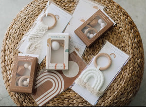 Rainbow Macrame Teether | Tan + Blush