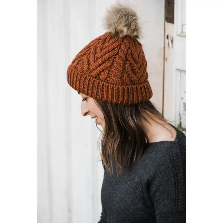 Chili Pop Hand Knit Pom Pom Beanie Hat