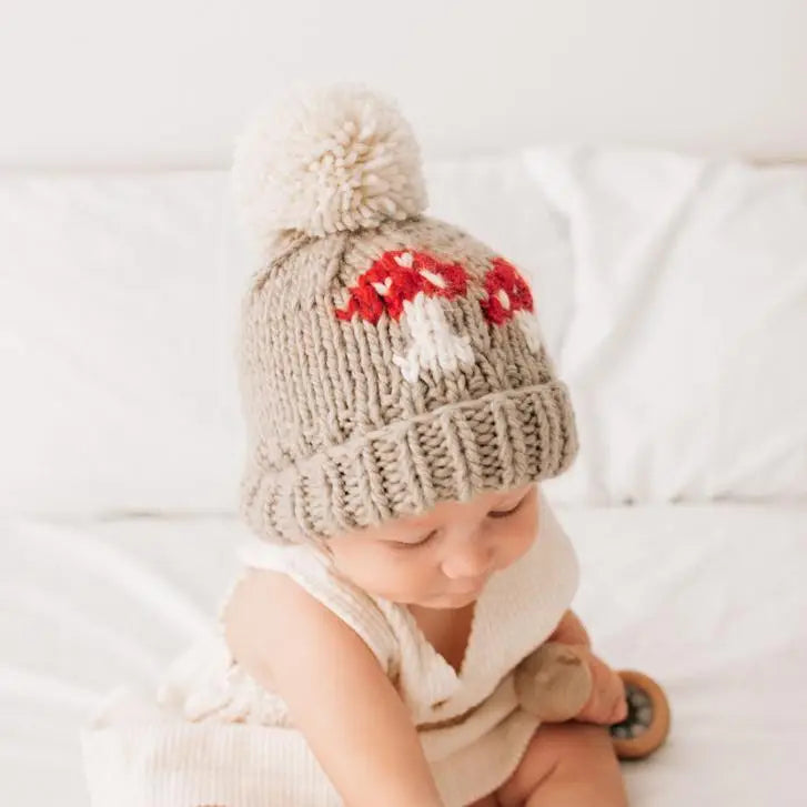 Mushroom Pom Pom Beanie Hat