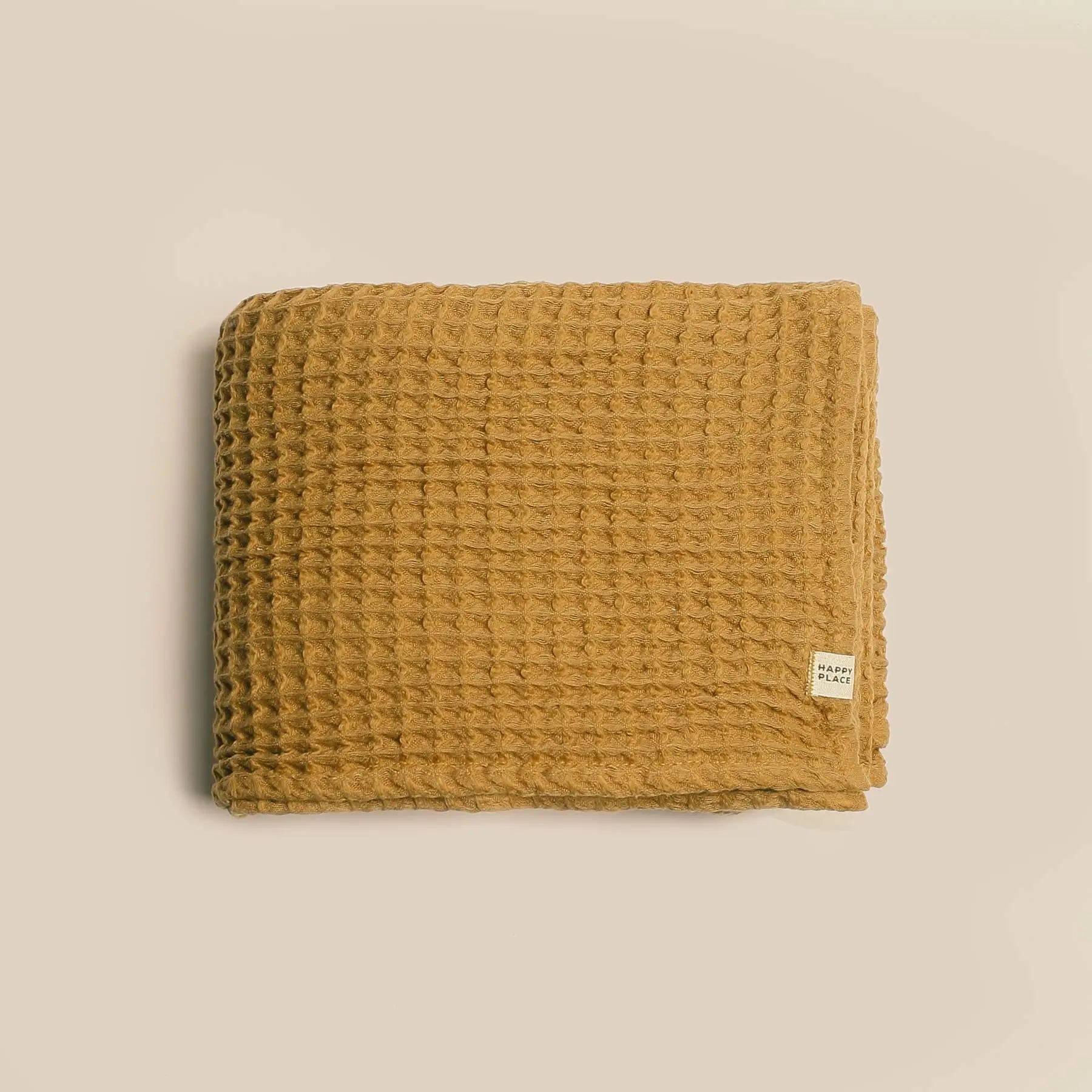 Organic Weightless Waffle Throw Blanket | Dijon