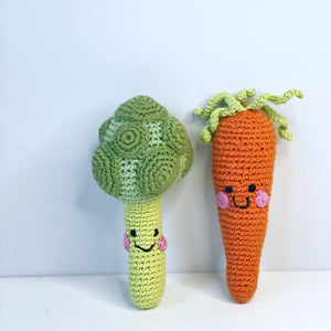 Organic Crocheted Veggie Rattle | Friendly Carrot