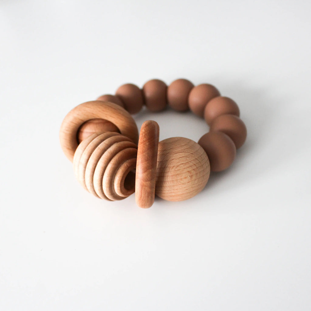 Wood & Silicone Teething Rattle | Market Latte