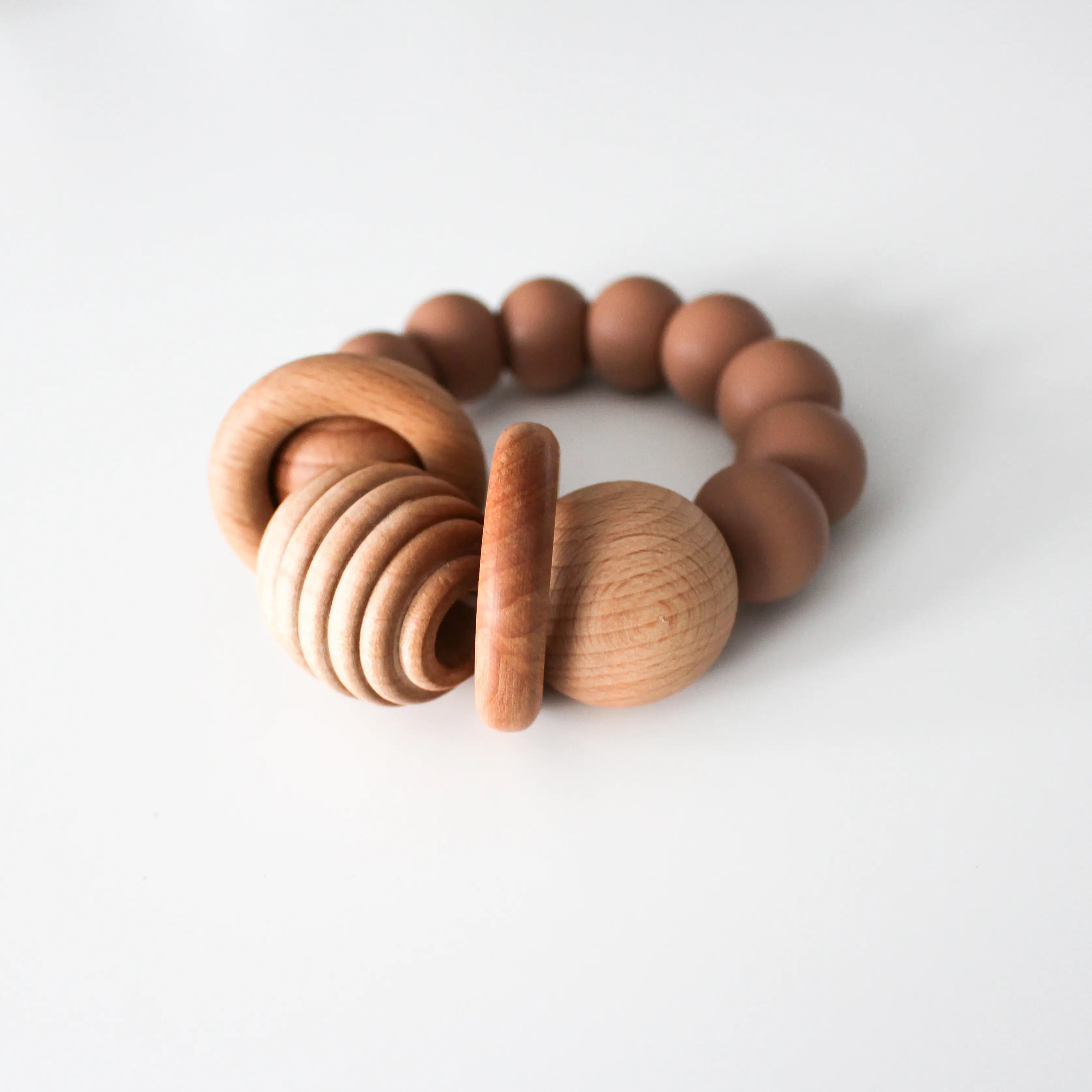 Wood & Silicone Teething Rattle | Market Latte
