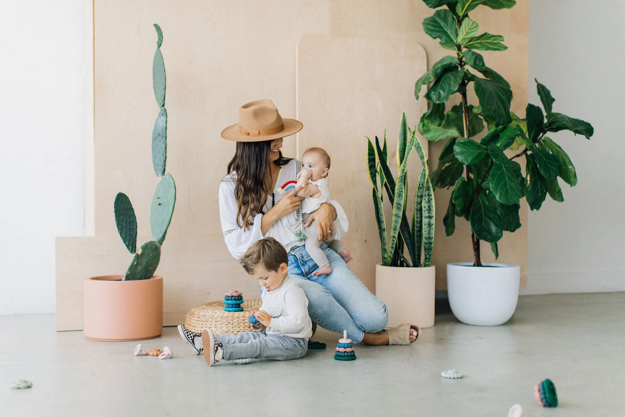 Rainbow Macrame Teether | Brick + Blue