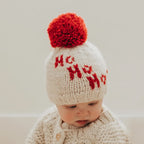 Ho Ho Ho Hand Knit Pom Pom Beanie Hat