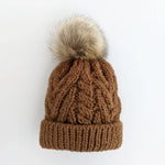 Load image into Gallery viewer, Pecan Pop Hand Knit Pom Pom Beanie Hat
