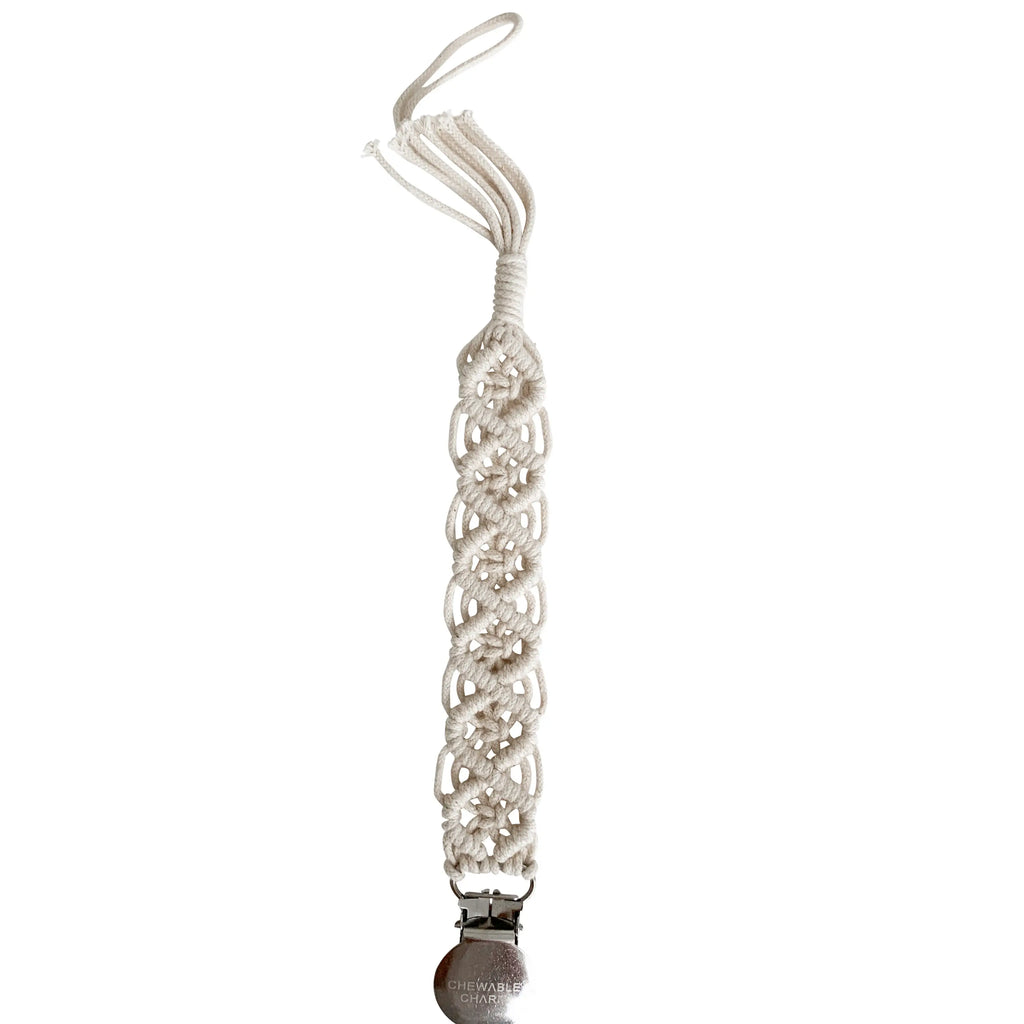 Nell Macrame Pacifier Clip | Cream