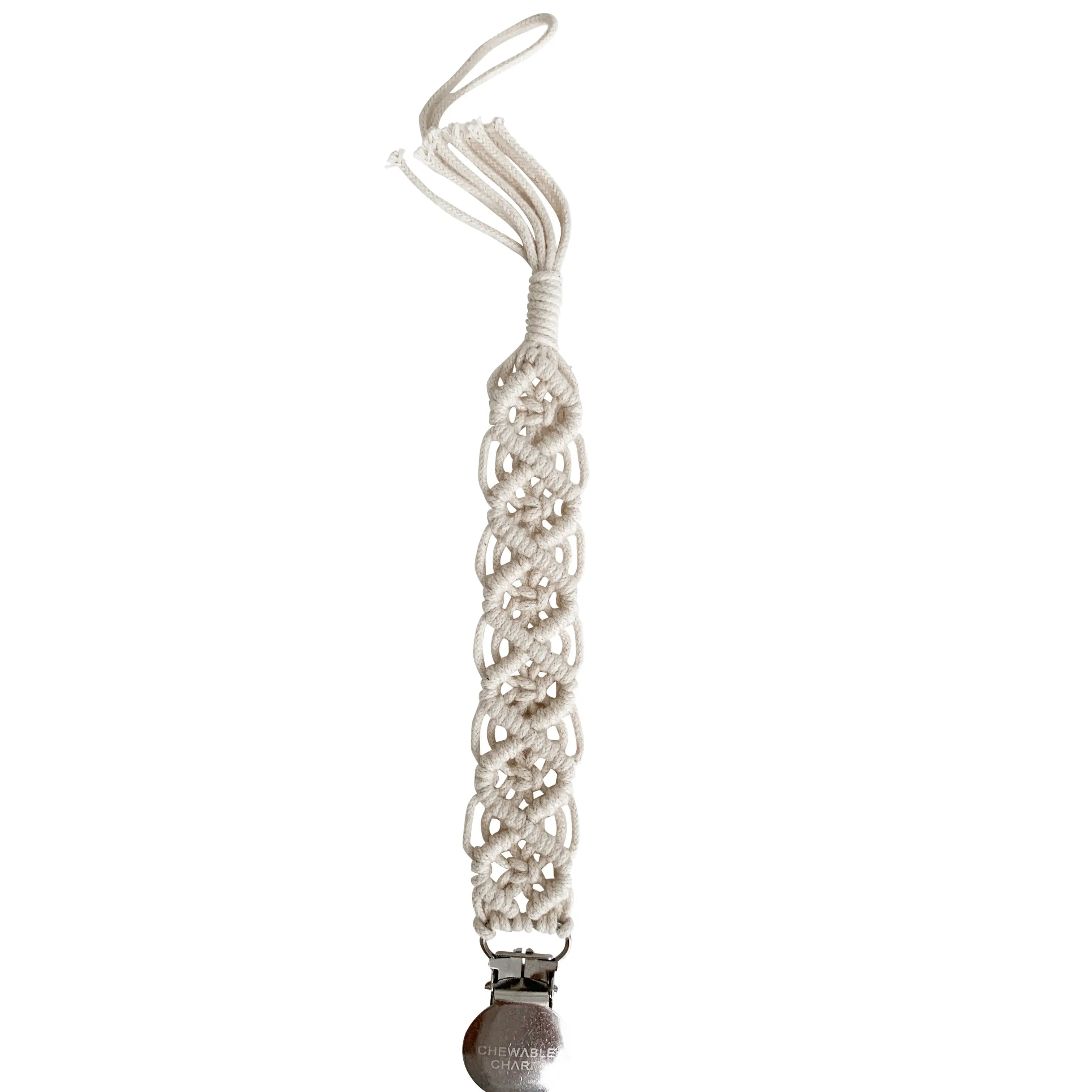 Nell Macrame Pacifier Clip | Cream