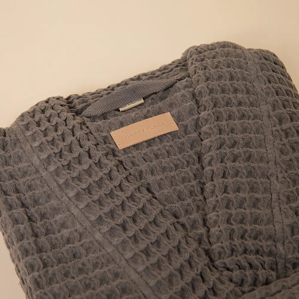 The Organic Weightless Waffle Robe - Coal