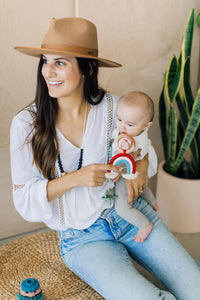 Rainbow Macrame Teether | Brick + Blue