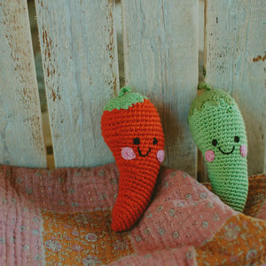Organic Crocheted Veggie Rattle | Friendly Chili