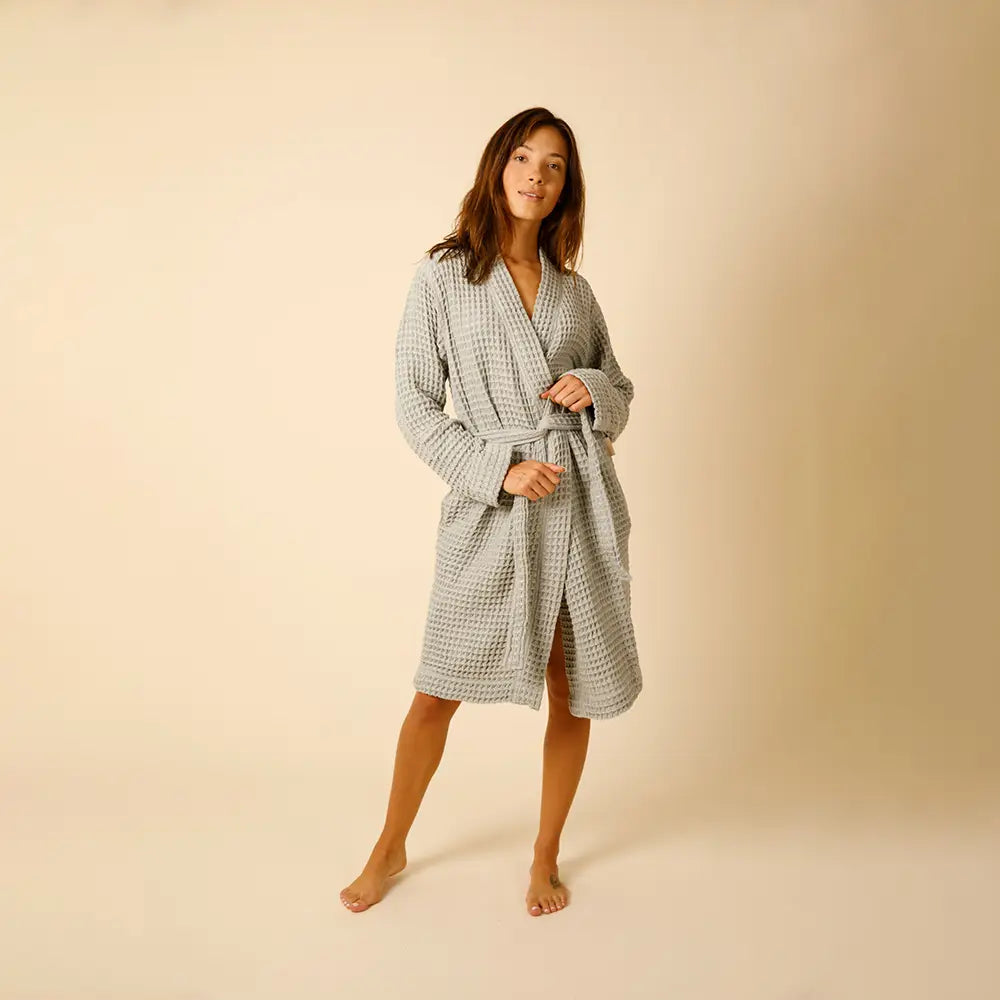 The Organic Weightless Waffle Robe - Aloe